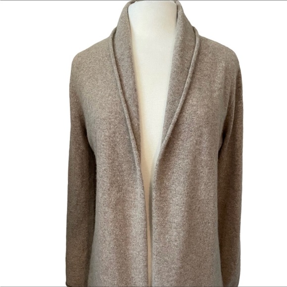 NWOT Nanette Lepore 100% 2-ply CASHMERE long Cardigan Sweater tan - Picture 2 of 8